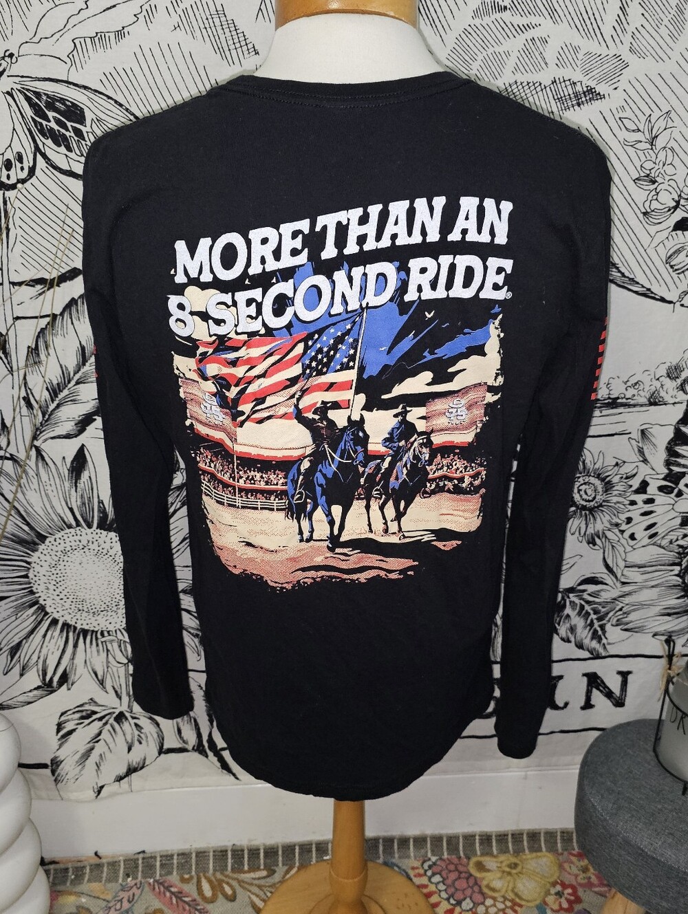 Grunt Style Black 'More Than An 8 Second Ride' Graphic Long Sleeve Shirt Large